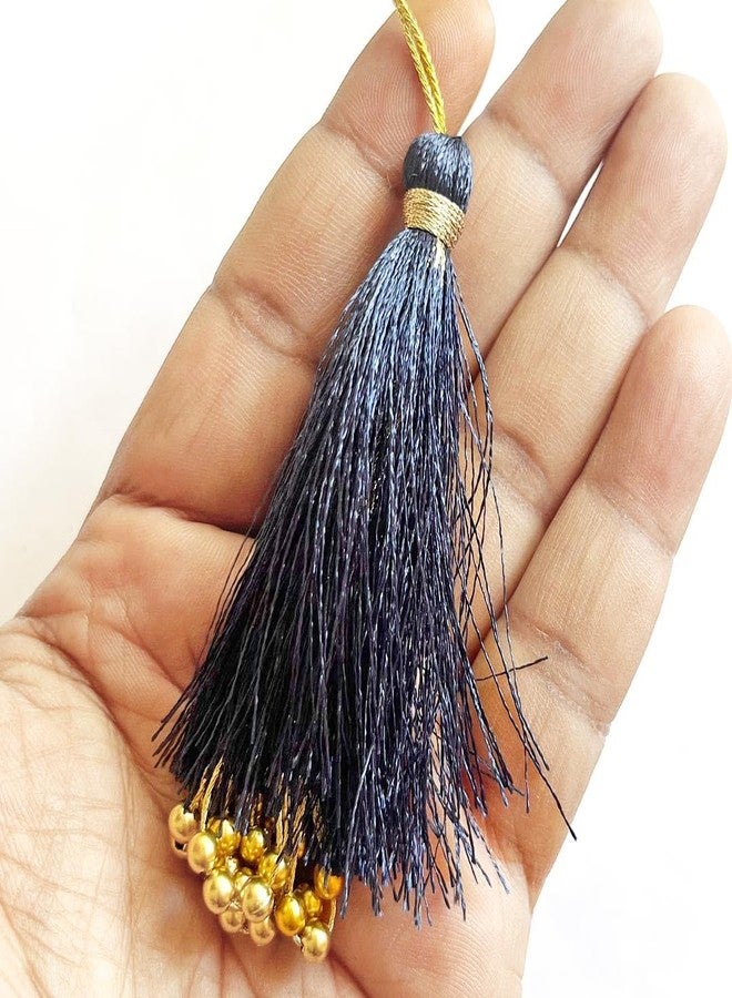 Adikala Pack of 10 Fancy Silk Tassels with Zari Bead Thread Latkan for Perfect Embellishments for Suit, Kurti, Gown, Saree, Blouse, Dupatta, Lehenga & Jewelry, DIY Art & Craft 10CM (Multi Color) - Image 2